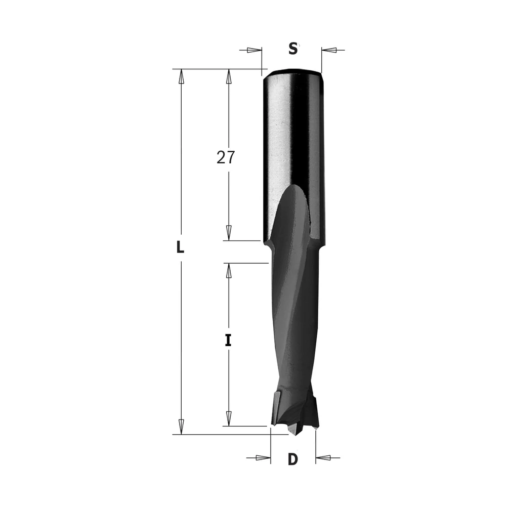 [310.050.11] CMT 310HW drevelboren met 2 spiraalgleuven, S=10 x 27 mm - L=57,5 mm (310.050.11)