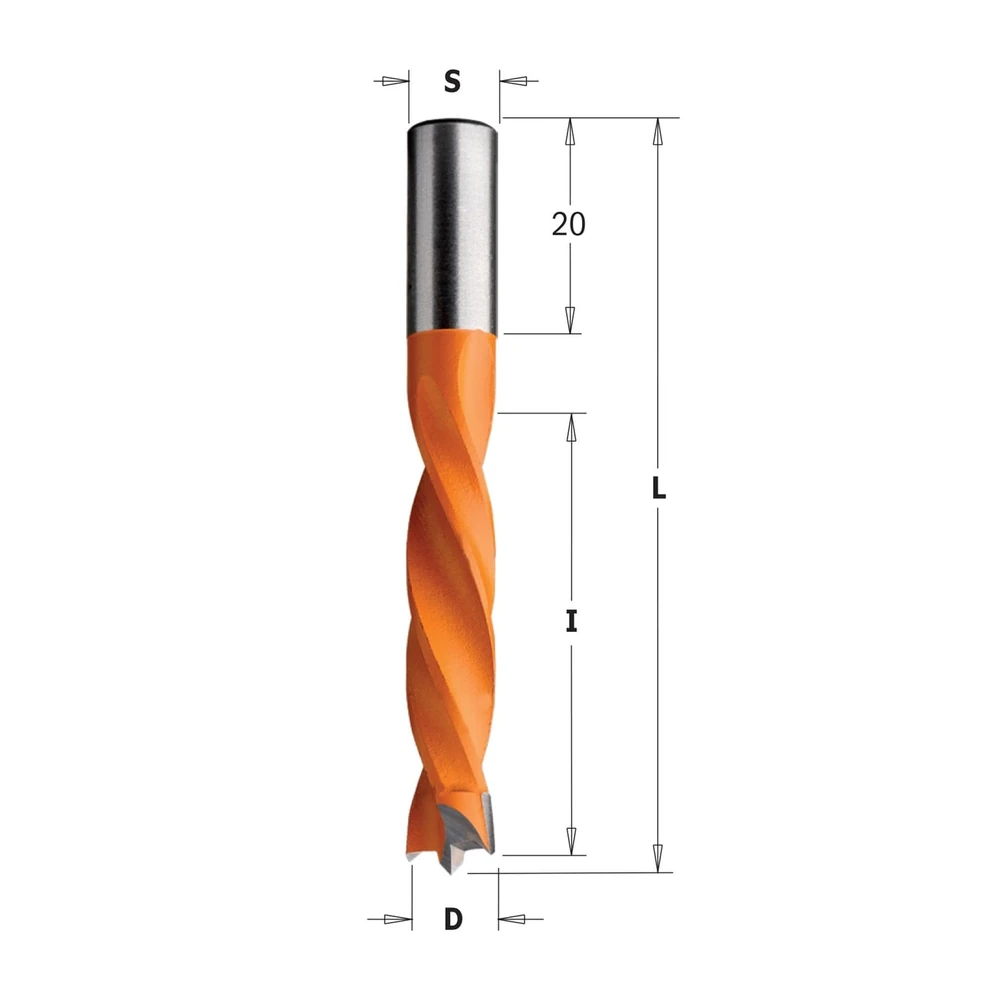 [307.050.12] CMT 307HW mèches à tourillons à 4 goujures, S=8 x 20 mm - L=67 mm (D 5 | d 5 | I 40 | L 67 | Réf. 307.050.12)