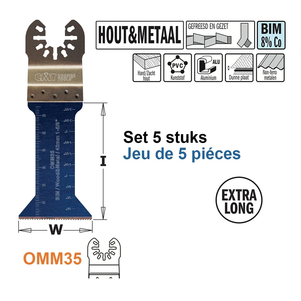 [OMM35-X5] CMT Orange Tools OMM-OMS-35 42-mm-Tauch- und Bündigschnitt-Sägeblätter für Holz und Metall (5 | Art. OMM35-X5)