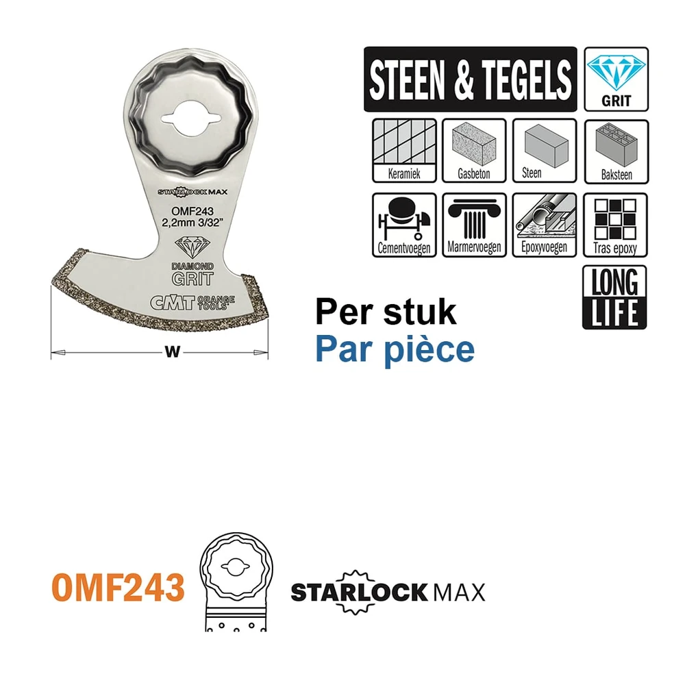 [OMF243-X1] CMT Orange Tools OMF243-X1 lame à grain diamant pour outil multifonction, 60 mm, fixation StarlockMAX