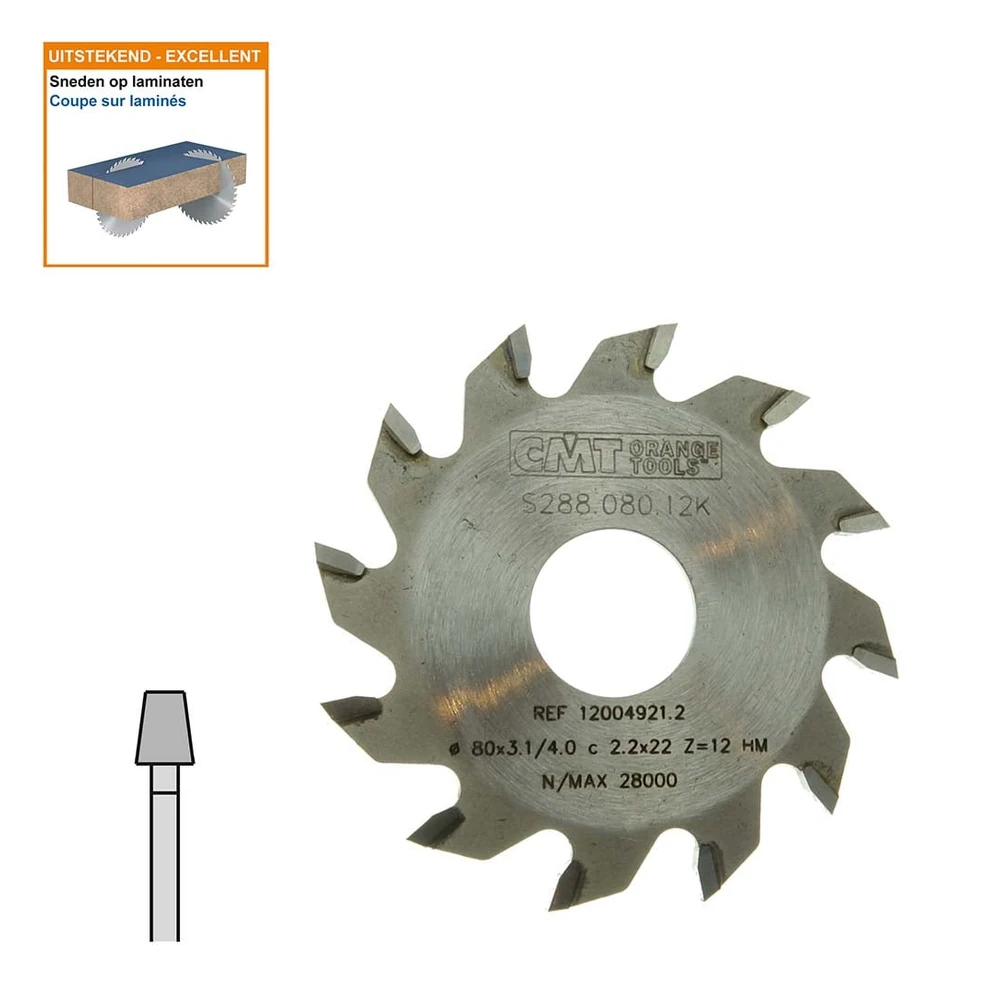 [S288.080.12K] CMT Orange Tools S288.080.12K konisches Vorritzsägeblatt, D=80 mm, Z=12