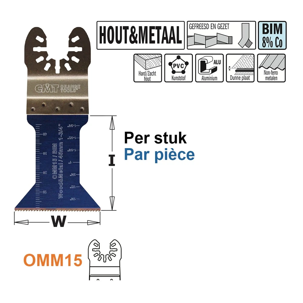 [OMM15-X1] CMT Orange Tools OMM-OMS-15 lames multitool de 45 mm pour coupes plongeantes et à ras (1 | Réf. OMM15-X1)