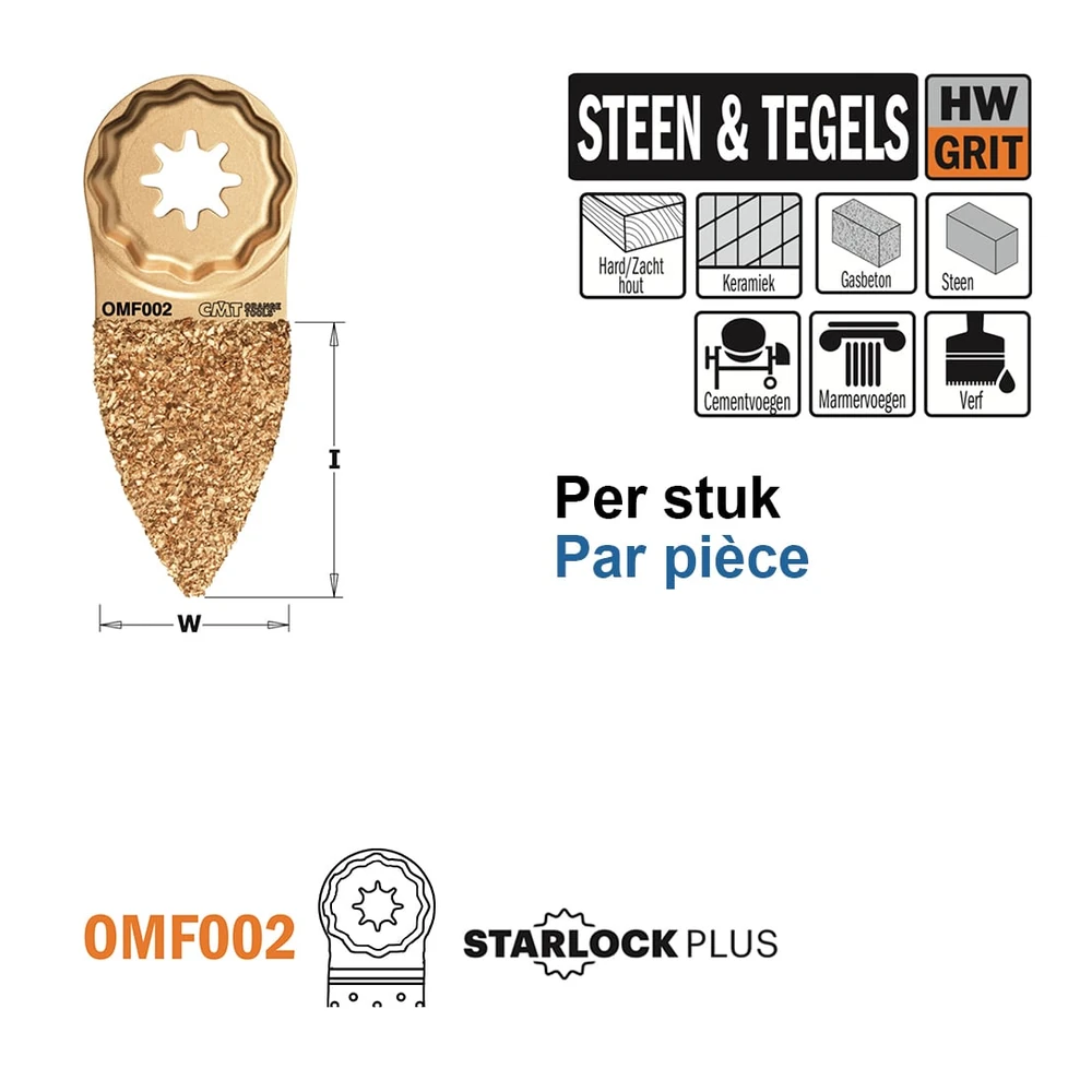 [OMF002-X1] CMT Orange Tools OMF002-X1 râpe multitool à grain HW pour Starlock Plus, W=33 mm