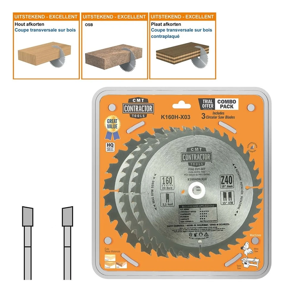 [K190M-X03] CMT Contractor K ® - Lames circulaires Combo pack (K190M-X03)
