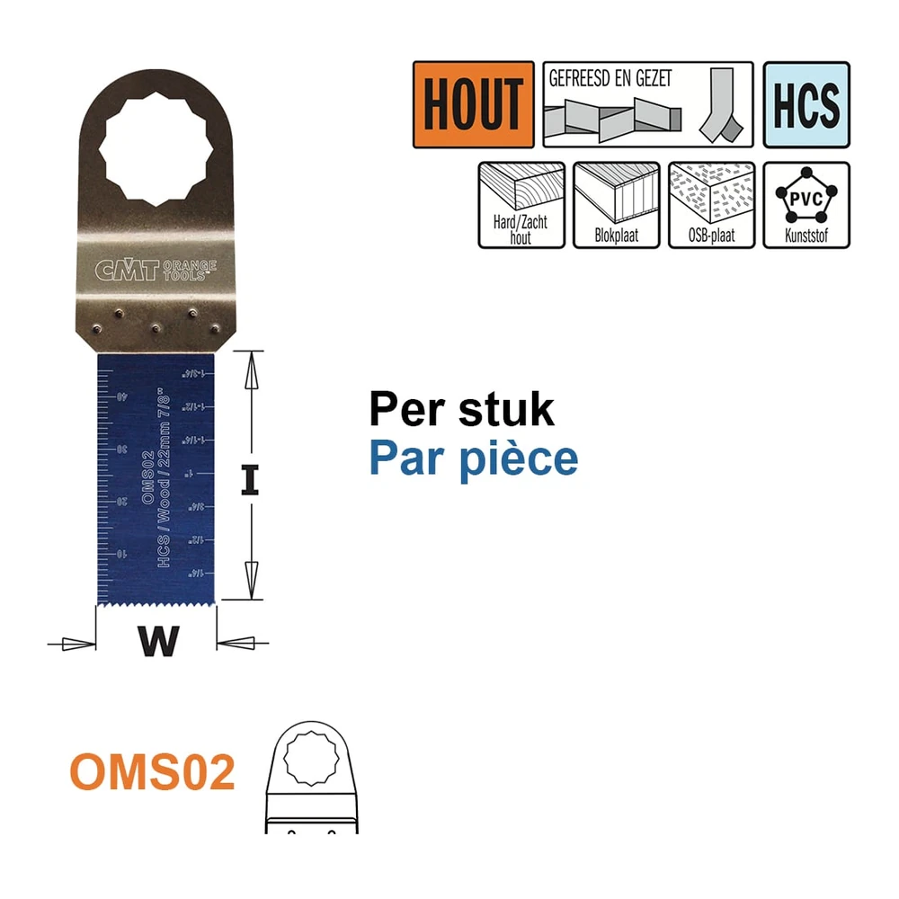 [OMS02-X1] CMT Orange Tools OMS02 lames multitool HCS pour SuperCut (1 | Réf. OMS02-X1)