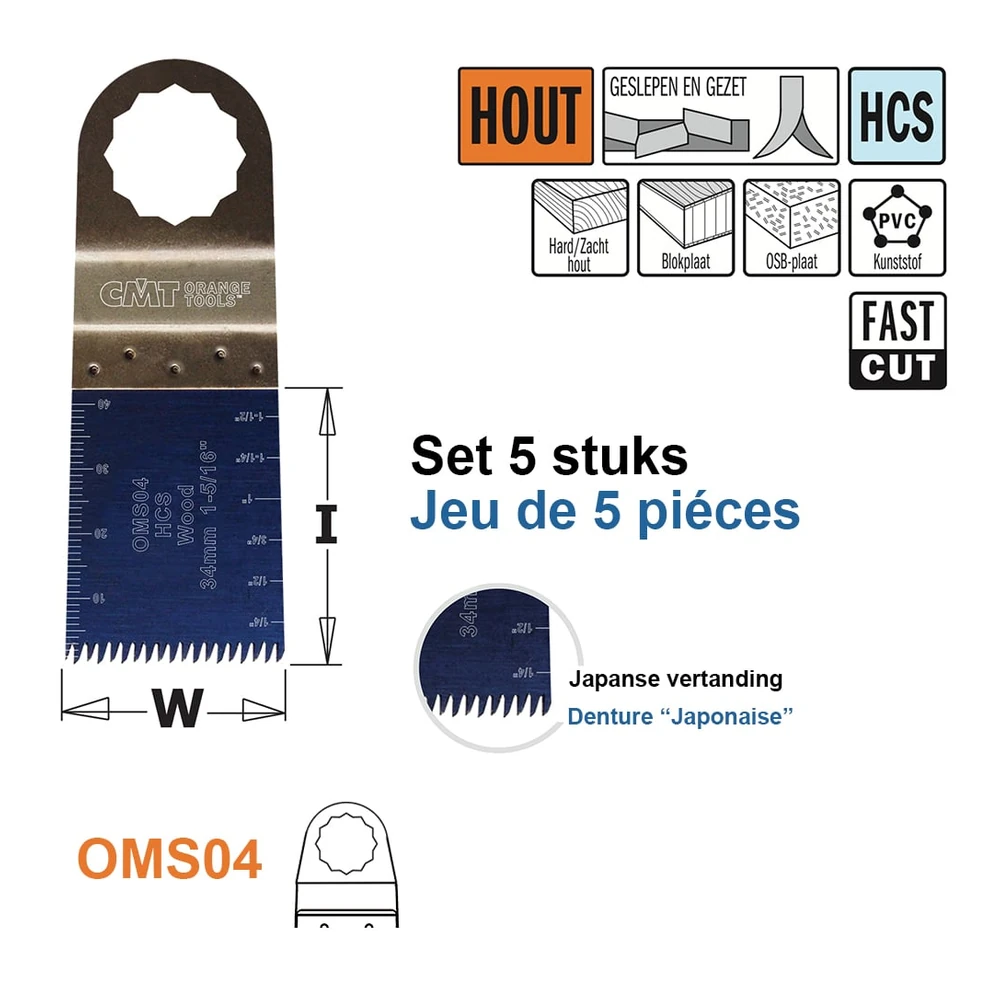 [OMS04-X5] CMT Orange Tools OMS04-X5 lames multitool HCS pour SuperCut