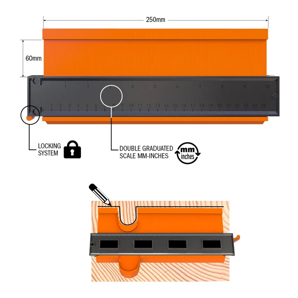[CDG-001] CMT Orange Tools CDG-001 Konturenlehre, 250 mm