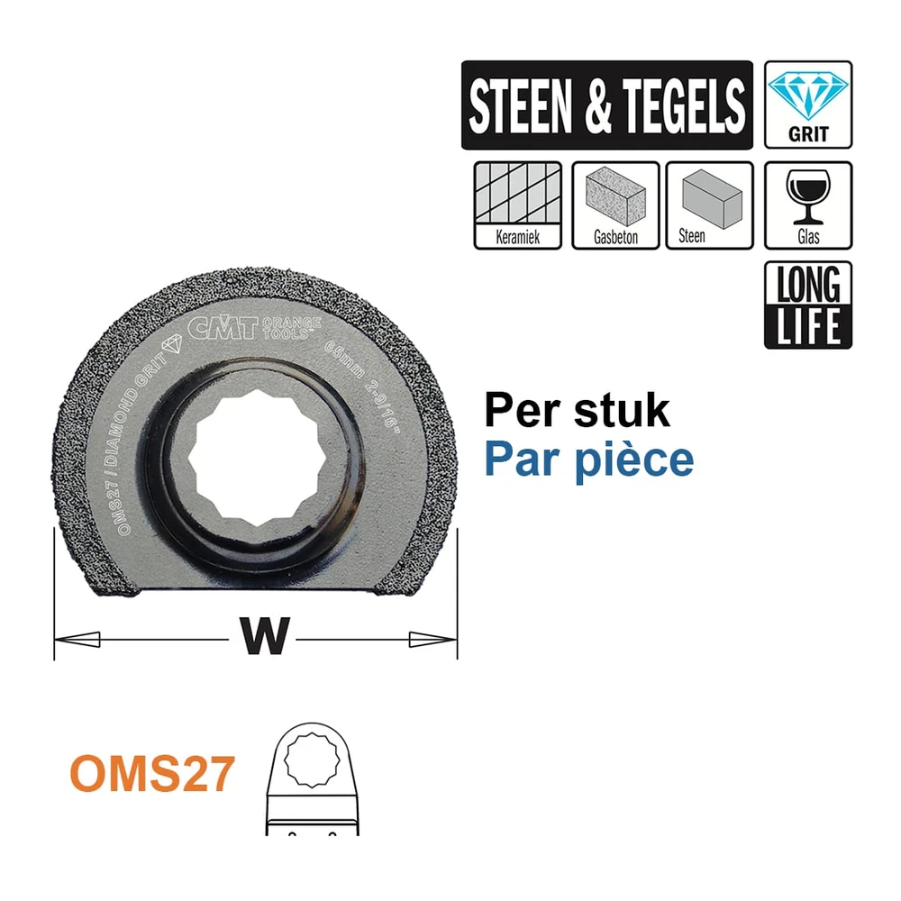 [OMS27-X1] CMT Orange Tools OMS27-X1 lame segmentée diamantée pour SuperCut, 65 mm