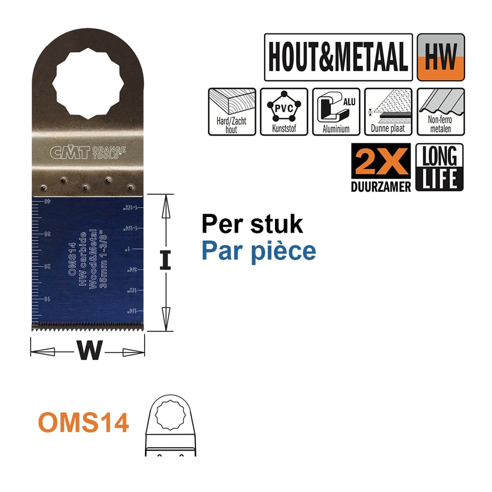 [OMS14-X1] CMT Orange Tools OMS14-X1 lame plongeante HW pour bois et métal, 35 x 40 mm, 20 TPI
