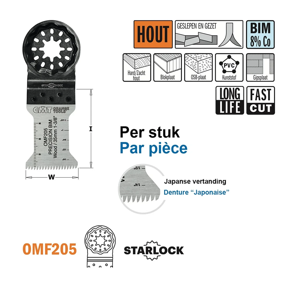 [OMF205-X1] CMT Orange Tools OMF205 BIM-Präzisionssägeblatt mit Japanverzahnung, 32 mm (BIM | 1 | Art. OMF205-X1)