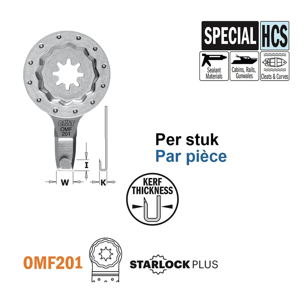 [OMF201-X1] CMT Orange Tools OMF201-X1 abgewinkeltes HCS-Messer für Dichtungsmaterial, StarlockPlus