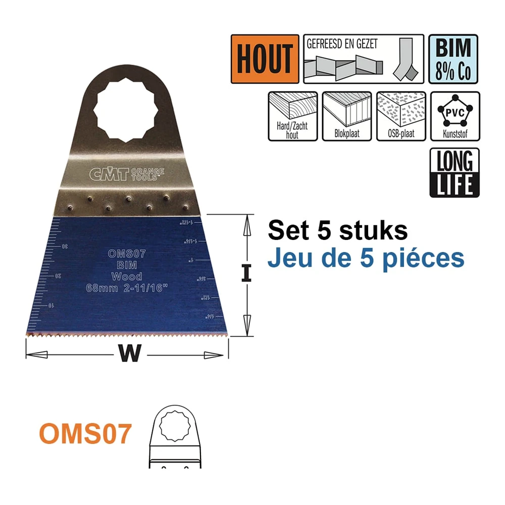 [OMS07-X5] CMT Orange Tools OMS07 lames de scie multitool BIM (OMS07-X5)