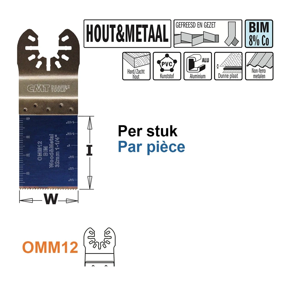 CMT OMM12 multitoolzaagbladen voor hout en metaal (OMM-OMS-12)
