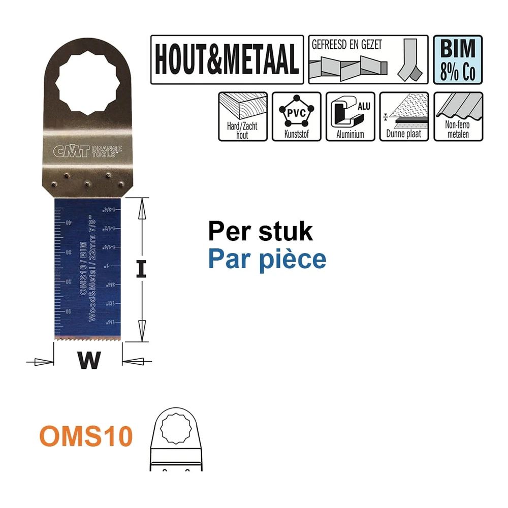 [OMS10-X1] CMT OMS10 lames multitool BIM pour bois, plastique et métal, 22 mm (1 | Réf. OMS10-X1)