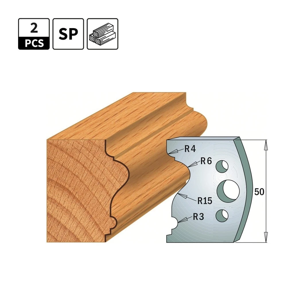 CMT 690.512 SP-profielmessen voor profielfreeskop, 50 x 4 mm, 2 stuks