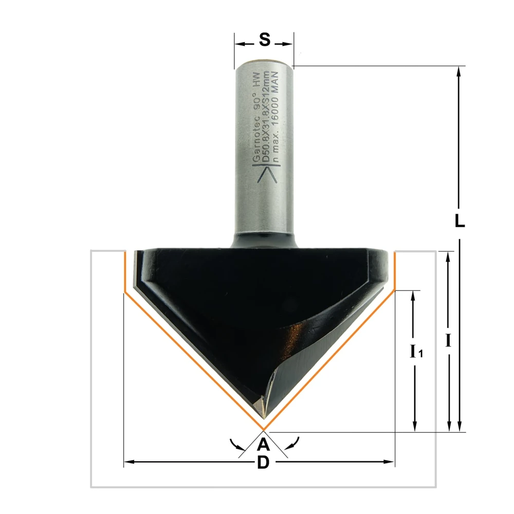 GRN Tools 915.850.11 HW V-groeffrees 90°, 50,8 mm