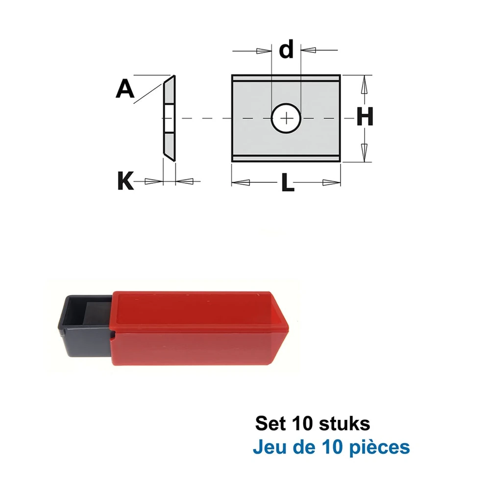 GRN Tools 790.086.06 rechthoekige HWM-wisselmessen 8,6 x 12 x 1,5 mm, 10 stuks